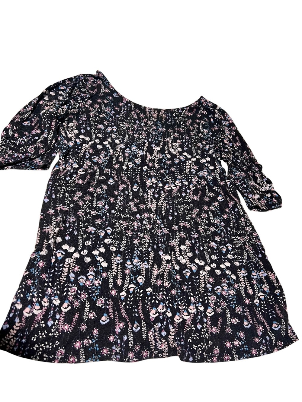EUC - Motherhood Maternity Scoop Neck Top - Size Large, Black Floral